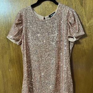 DKNY Shimmering Rose Gold Sequin Top